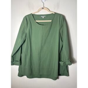 COS Green Cotton Long Sleeve Tunic Style Top Sz 8